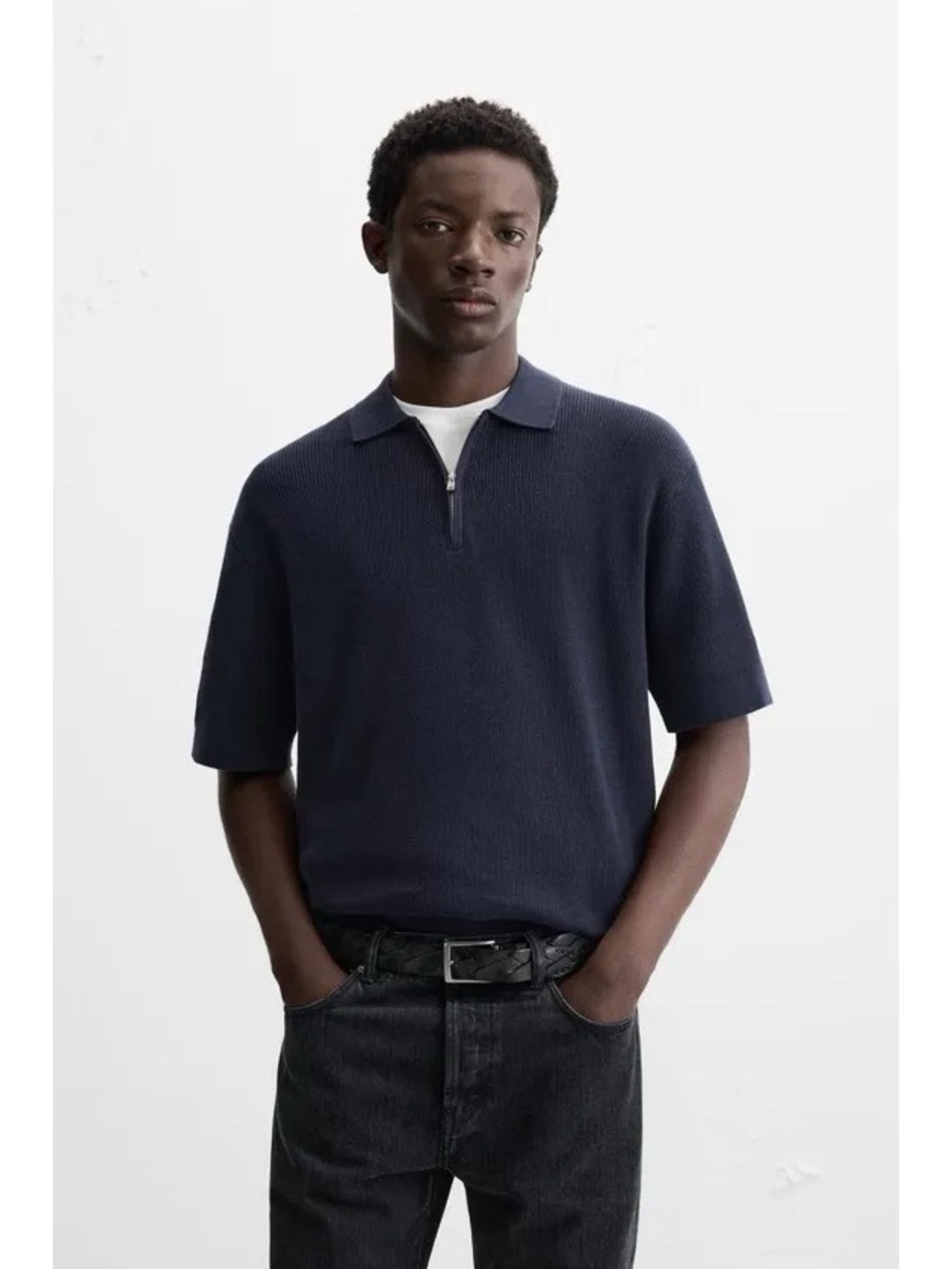 Zara Men’s Knit Quarter Zip Polo